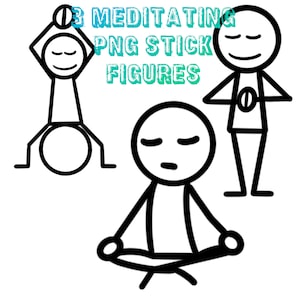 3 Meditating PNG Stick Figures Digital Download
