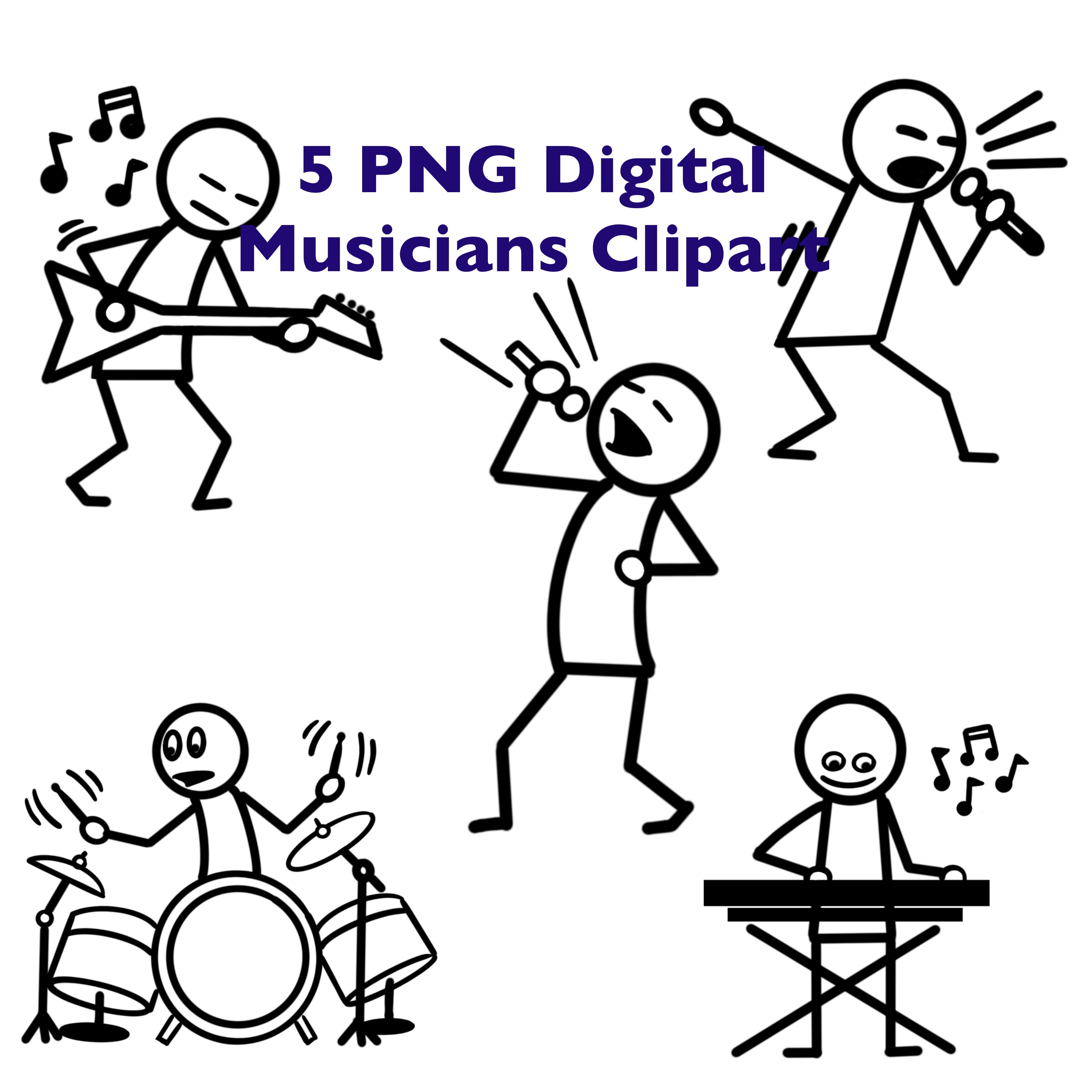 Musicians Stick Figure Clipart 1 Etsy