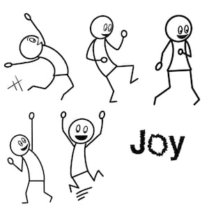 Joie, célébration, image clipart de figurine en bâton excitée