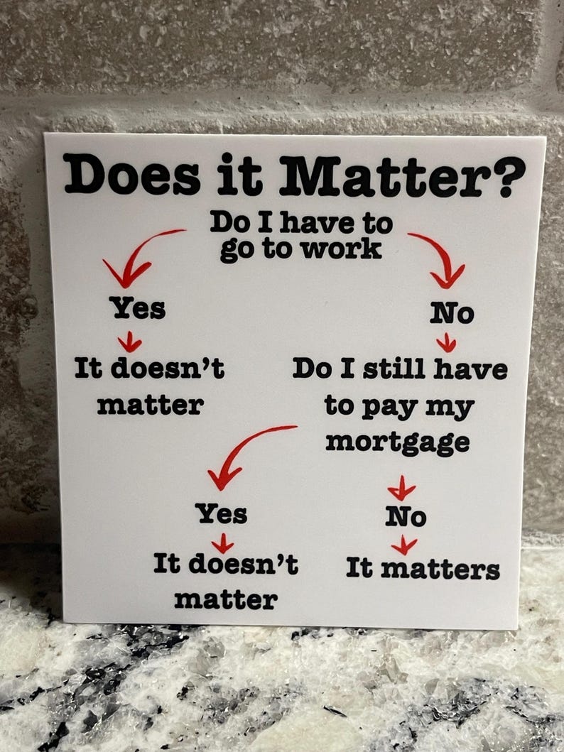 Funny Decision Flowchart Sticker – “does It Matter?” Humor Sticker ...