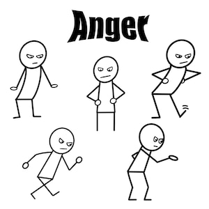 Anger Stick Figures Clip Art