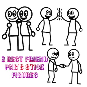 3 Melhores Amigos PNG Stick Figures Download Digital
