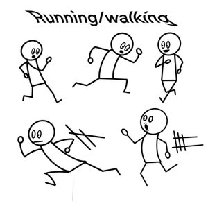 Running/Walking Stick Figure Clip Art