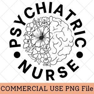 Psychiatric Nurse, Psych nurse, nurse, nursing, sublimation, dtf transfer, design, RPN, registered psych nurse, gift, PNG, file, gift, brain