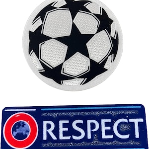 Champions League Starball & Respect Football Soccer Club Patch Iron-ON for Mens Jersey T-Shirts, Iron-On Crest for Adult Mens Jersey