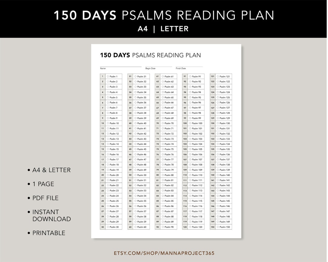 150 Days Psalms Reading Plan, Daily Psalms Reading, One Psalm A Day, Psalms Reading Plan, Bible