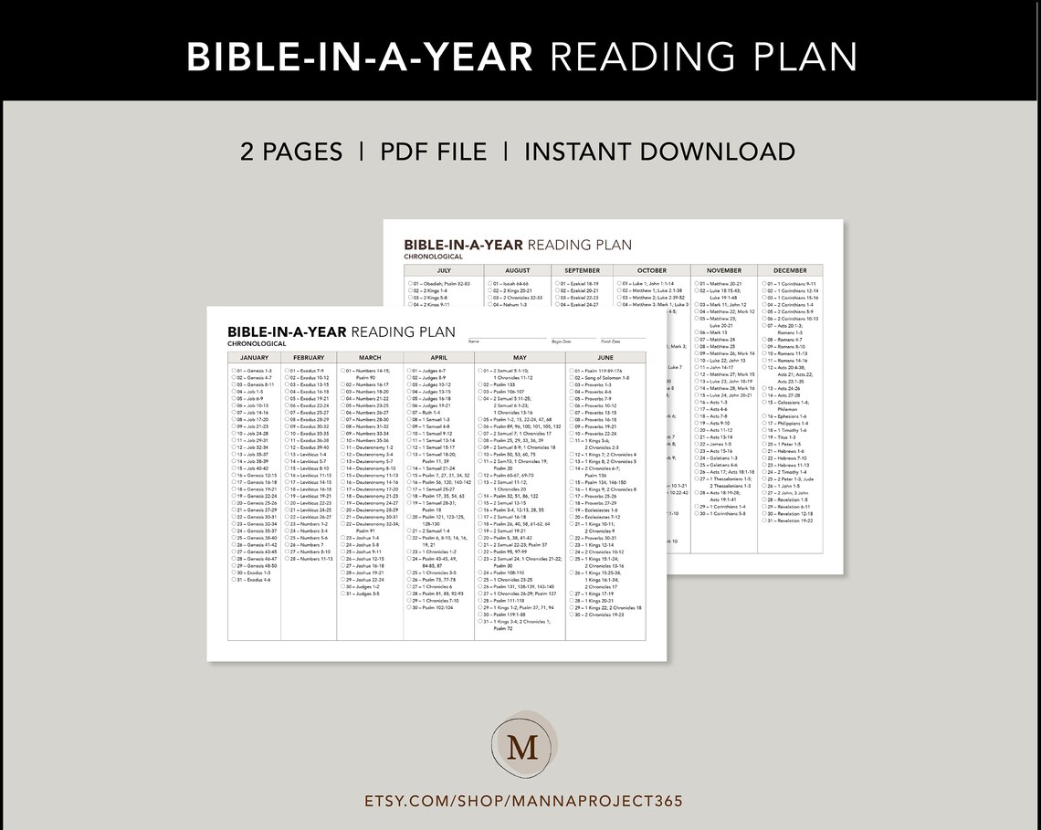 Chronological Bible-in-a-year Reading Plan, Bible Reading Plan, One ...