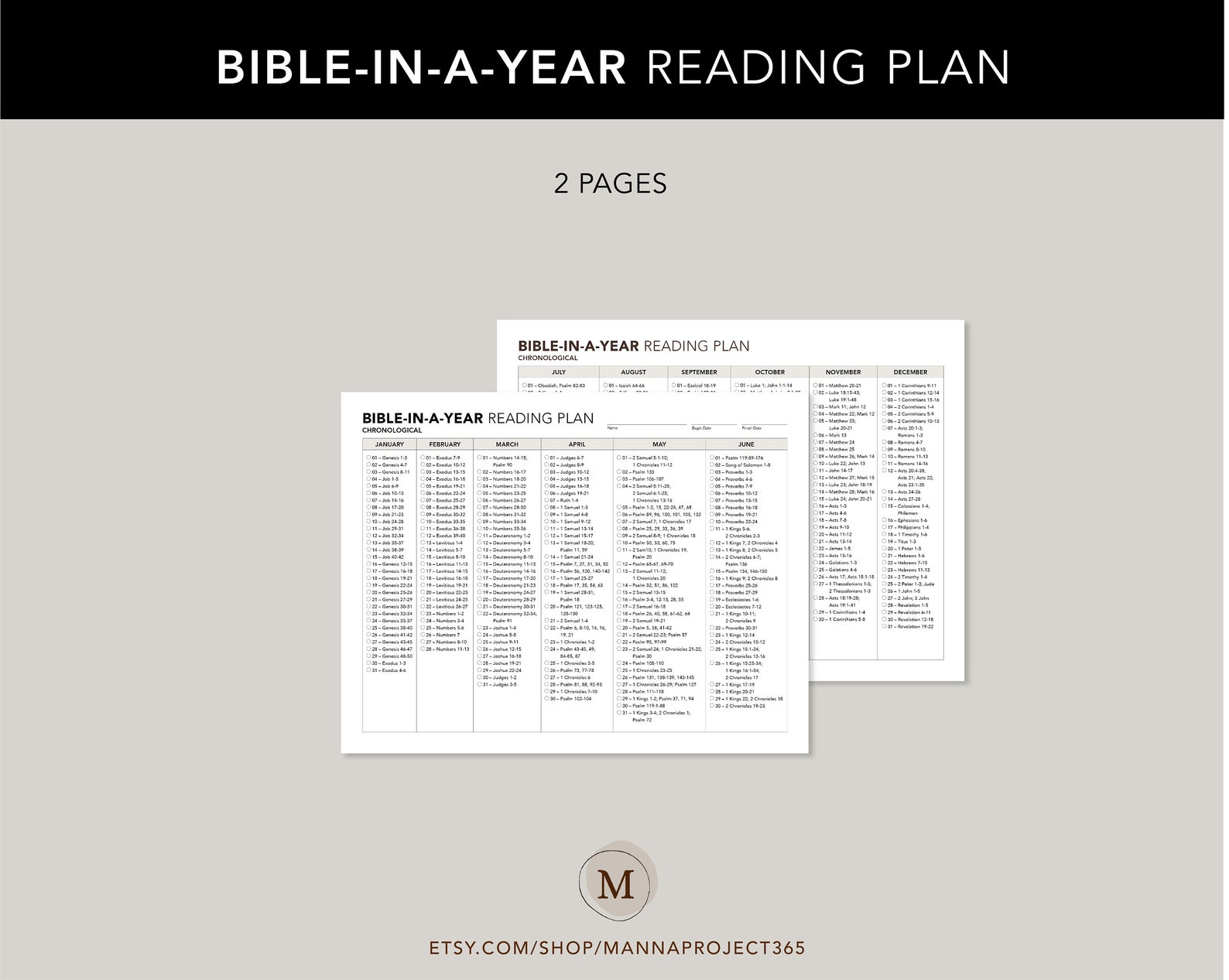 Chronological Bibleinayear Reading Plan, One Year Bible Reading