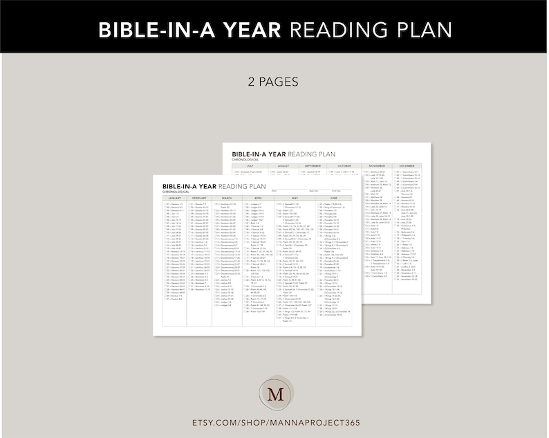 Chronological Bible-in-a Year Reading Plan One Year Bible - Etsy