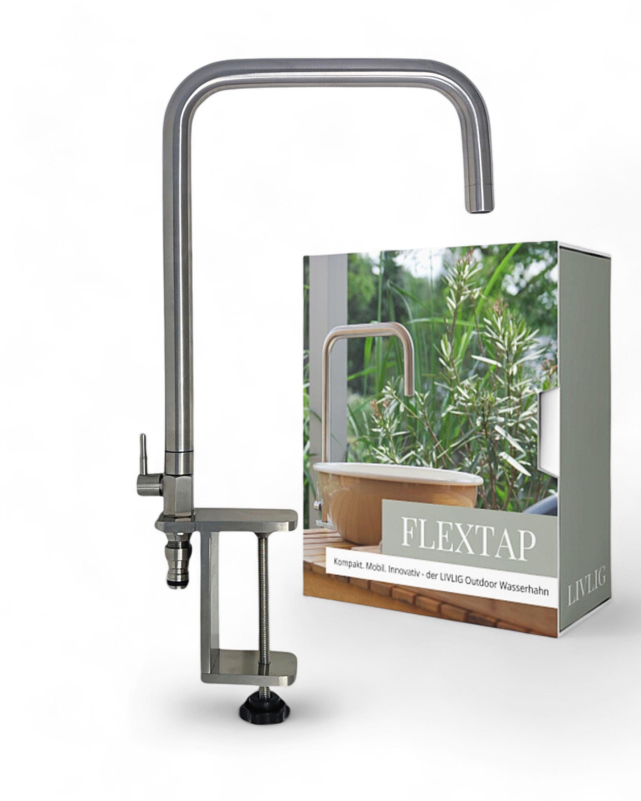 LIVLIG Mobile Outdoor Faucet, Stainless Steel Cold Water Faucet Outdoor Kitchen, Flexible Tap Garden Kitchen, 360 Degree Swivel
