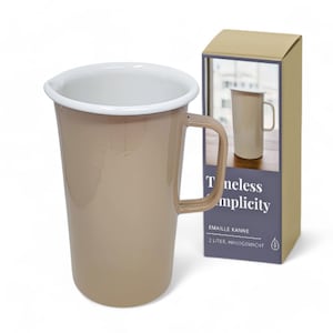 LIVLIG enamel jug, enamel jug 2L, carafe or water carafe, enamel tableware for outdoor use, color: beige or anthracite