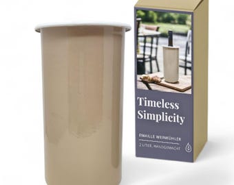 LIVLIG wine cooler, bottle cooler made of enamel, vintage vase, utensil holder, tableware for outdoor use, color: beige or anthracite