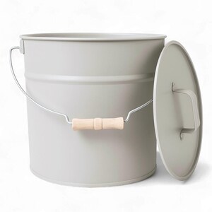LIVLIG bucket with lid 12L, zinc bucket, ash bucket with lid, metal bucket, fireplace accessories, tin bucket