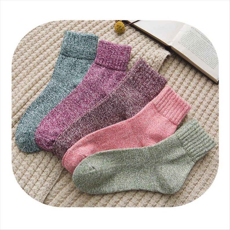 Thick Warm Wool Women Socks Japanese Retro Snow Pattern Vintage ...