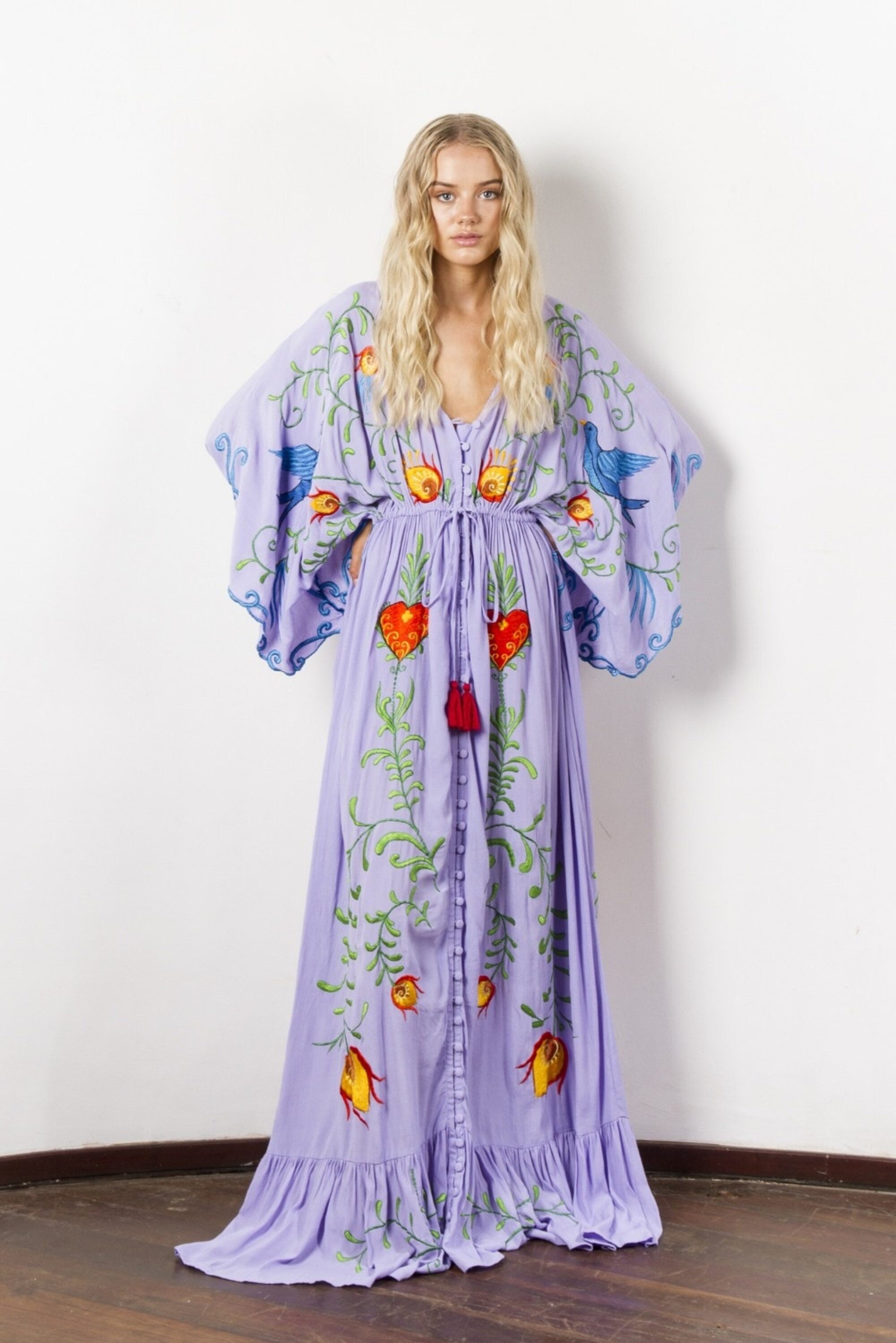 Women Goddess Dress Bohemian Boho Flower Embroidery Openwork - Etsy