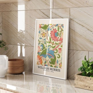 William Morris Exhibition Poster Vintage Floral Wall Art Print Botanical Home Decor Framed or Unframed Aesthetic Gallery Gift Idea
