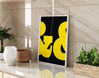 Ampus Yellow Black Graphic Wall Art Print Modern Bold Abstract Design Contemporary Home Decor For Lounge Bedroom Or Office
