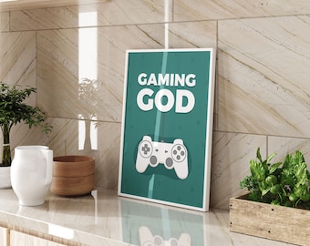 Gaming Room Wall Art Print Video Game Decor Modern Gaming Poster Gamer Gift for Teen Boys Room Decoration Gaming Setup Art Controller Print