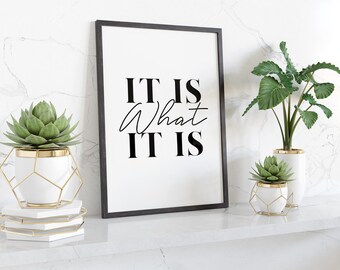 It Is What It Is - Printed Wall Art - A3/A4 - Framed/Unframed - Typography Art Print