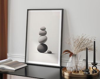Tranquil Ambience Monochrome Pastel Wall Art Print Minimalist Abstract Grey Tones Modern Home Decor Gift For Art Enthusiasts
