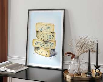 Stilton Cheese Texture And Significance Art Print Minimalist Wall Decor Modern Kitchen Dining Room Nature Inspired Gift Idea