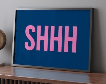 SHHH Framed Wall Art Print Library Office Study Room Decor Modern Minimalist Quiet Zone Sign Reading Nook Silent Space Home Decor Gift Art