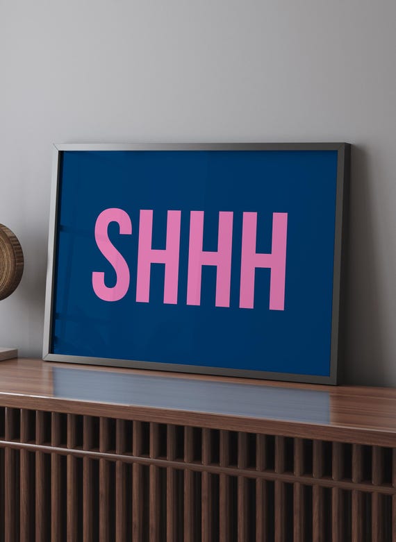 SHHH Framed Wall Art Print Library Office Study Room Decor Modern Minimalist Quiet Zone Sign Reading Nook Silent Space Home Decor Gift Art