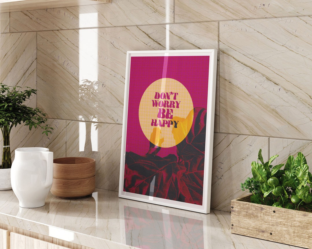 Dont Worry Be Happy Lyric Quote Tropical Art mural imprimé A3/A4