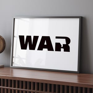 No War Framed Wall Art Print Military History Soldier Silhouette Living Room Office Den Man Cave Modern Dramatic Home Decor Remembrance Art