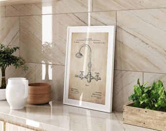 Mixer Tap Patent Printed Wall Art A3 A4 Vintage Engineering Blueprint Home Decor