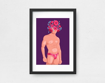 Man and flowers (postcard/poster/print)