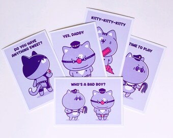 A set of 5 funny BDSM postcards