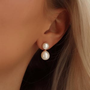 Orecchini Pendenti Goccia In Oro 14k Con Perle D'Acqua Dolce Naturali - 12x8 Mm