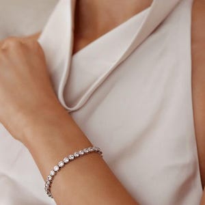 SERENA Tennis Bracelet White Gold Plated CZ Sparkly