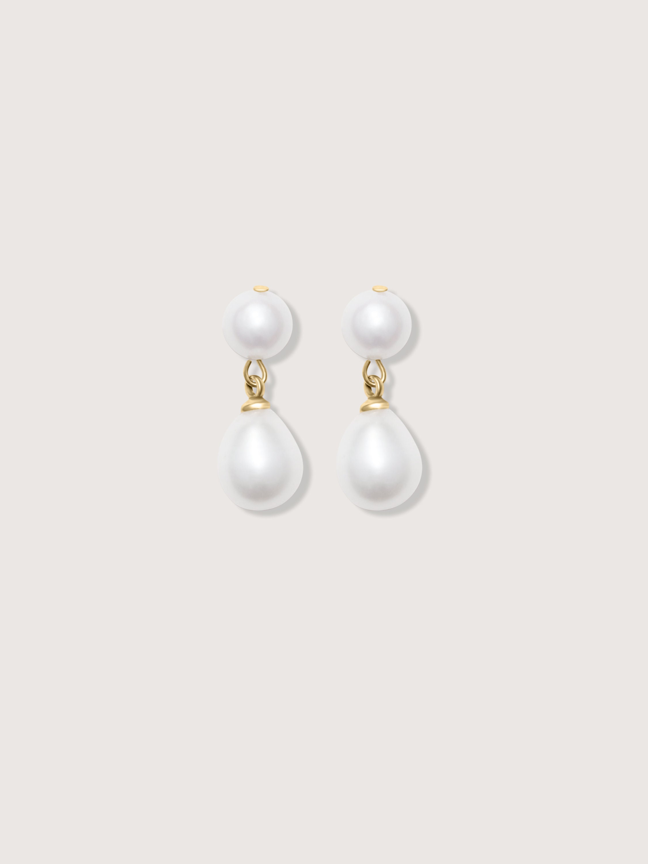 BLAIR Double-pearl Drop 18K Gold Plated Earrings Nice Cream - Etsy UK