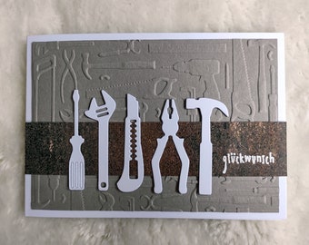 Handmade men's card – hardware store voucher card – money gift for men – birthday card for tools