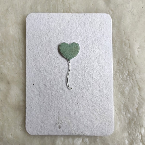 Grußkarte zum Einpflanzen, einpflanzbare Karte, Geburtstagskarte, Karte Jubiläum, Luftballon, Herz
