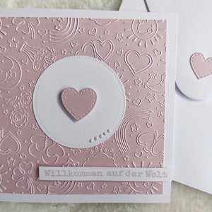Handgefertigte Babykarte für Mädchen – Karte zur Geburt – Gratulation Geburt