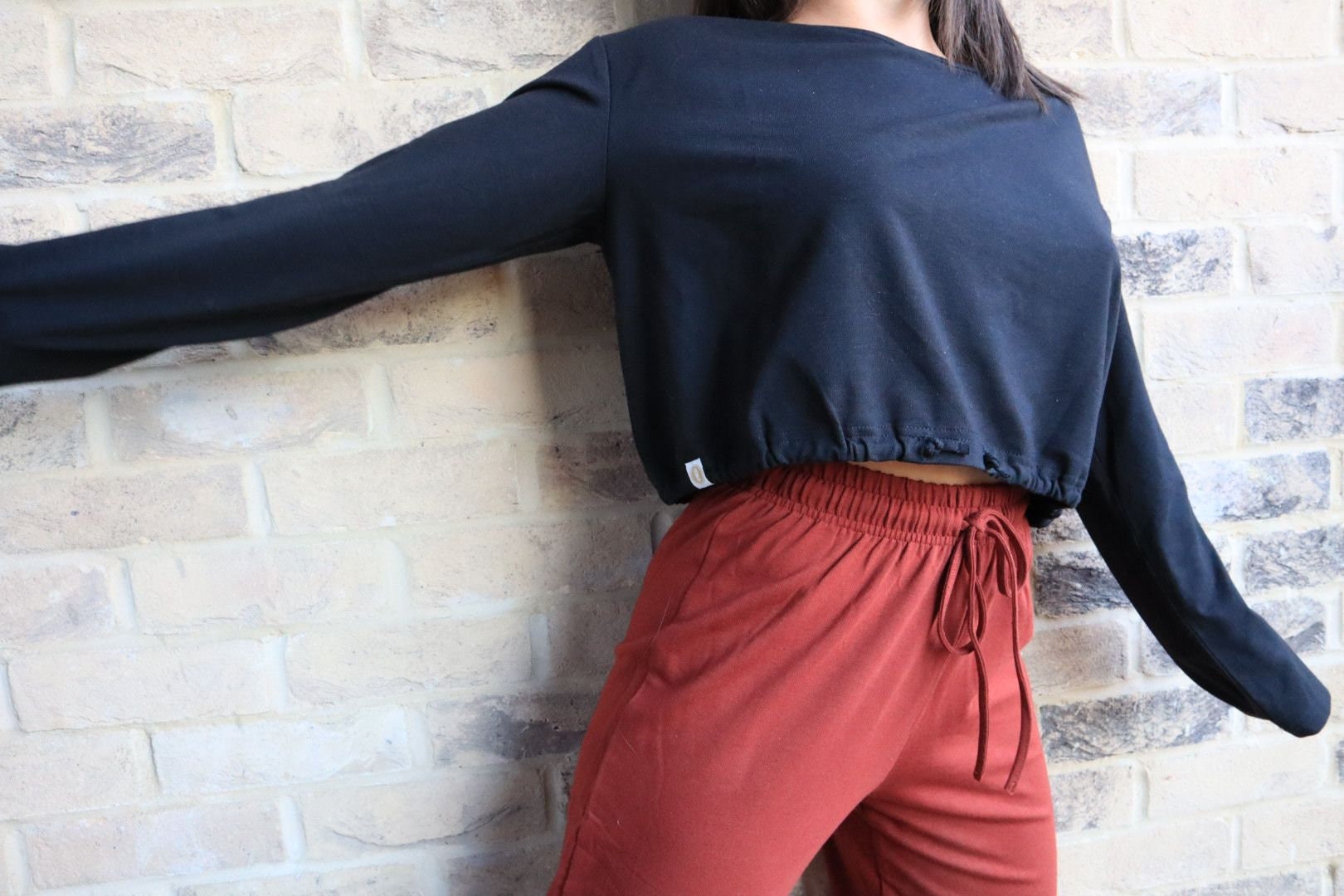 Bamboo Loose Cropped Drawstring Jumper Etsy