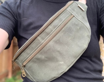 Crescent Fanny Pack, Waxed Canvas Sling