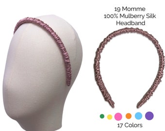 19匁シルクヘッドバンド、100% 6Aグレードマルベリーシルク、幅1.3cmヘアバンド、シルクヘアアクセサリー、シルクブライズメイドギフト