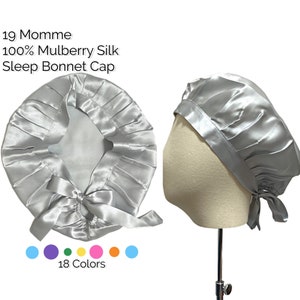 Gorro de seda pura para dormir, 19 momme 100% boné noturno de seda amoreira, chapéu de dormir ajustável, envoltório de cabelo de seda, turbante de seda de luxo