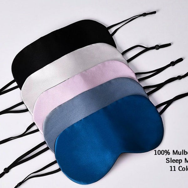 100% Silk Sleep Mask Lightweight Breathable Eye mask 19 Momme Silk Sleeping Mask with Adjustable Ear Loops Summer Mask