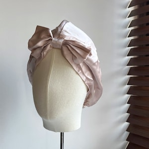 Double Layer Silk Sleep Cap | Silk Bonnets with Lovely Bow 19 Momme | Hair Care Nightcap| Hair Beauty | Women Hair Turban Gifts for her