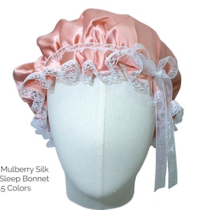 Silk Sleeping Bonnet Cap 100% Mulberry Silk Night Cap Lovely Hair Bonnet Silk Hair Wrap Gifts for Her Multi Colors