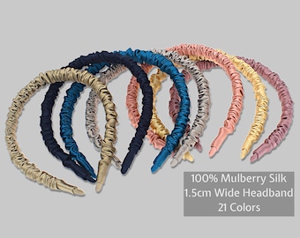 100% Mulberry Silk Headband, 6A Grade Silk Ruffled Headband, Silk Hair Accessories, Silk Headband for Kids Women