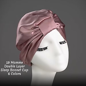 Double Layer Mulberry Silk Cap | Silk Sleep Bonnets 19 Momme | Hair care Night Hat | Hair Beauty | Women Silk Hair Turban Gifts for her