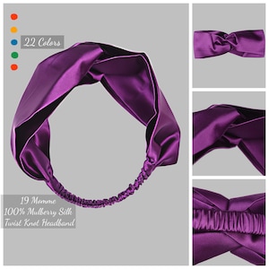 Jedwabna opaska na głowę Criss Cross | Opaska na głowę z jedwabiu morwowego 19 Momme | Damska opaska na głowę z jedwabiu Twist Knot | Jedwabny turban na głowę | Prezent dla niej