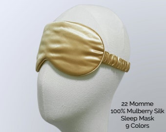 22 Momme Pure Mulberry Silk Sleep Mask Reversible Use Silk Eye Mask Luxury Silk Mask for Sleep Travel Break Gifts for Her/Him