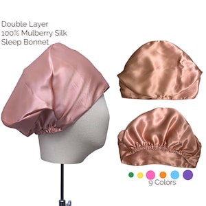 Double Layer Silk Sleep Cap, 100% Mulberry Silk Sleeping Bonnet Hat, Silk Hair Wrap, Hair Care Accessories, Luxurious Gift for Her